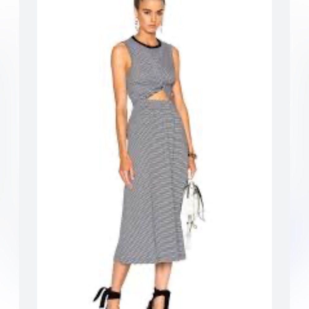 Alexander Wang twist front muscle Black and White Striped Dress size small